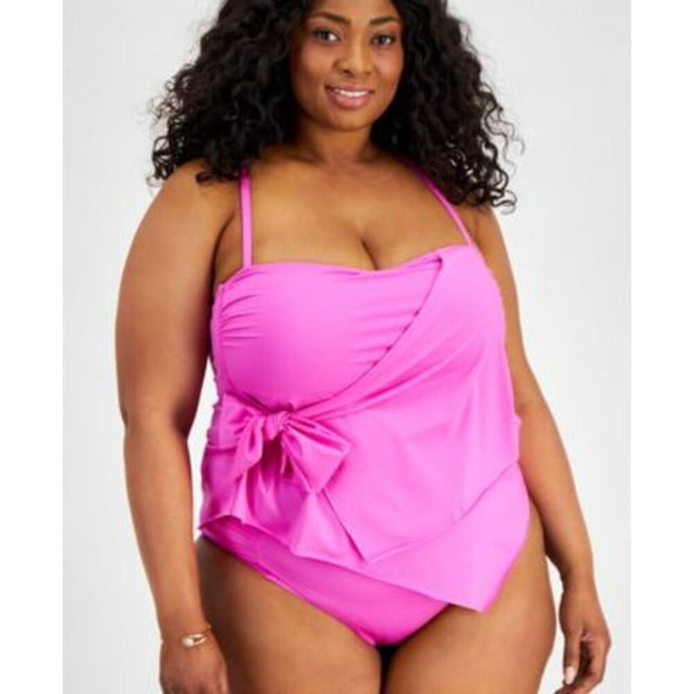 Becca ETC Color Code Side Tie Tankini top vivid pink - 1X